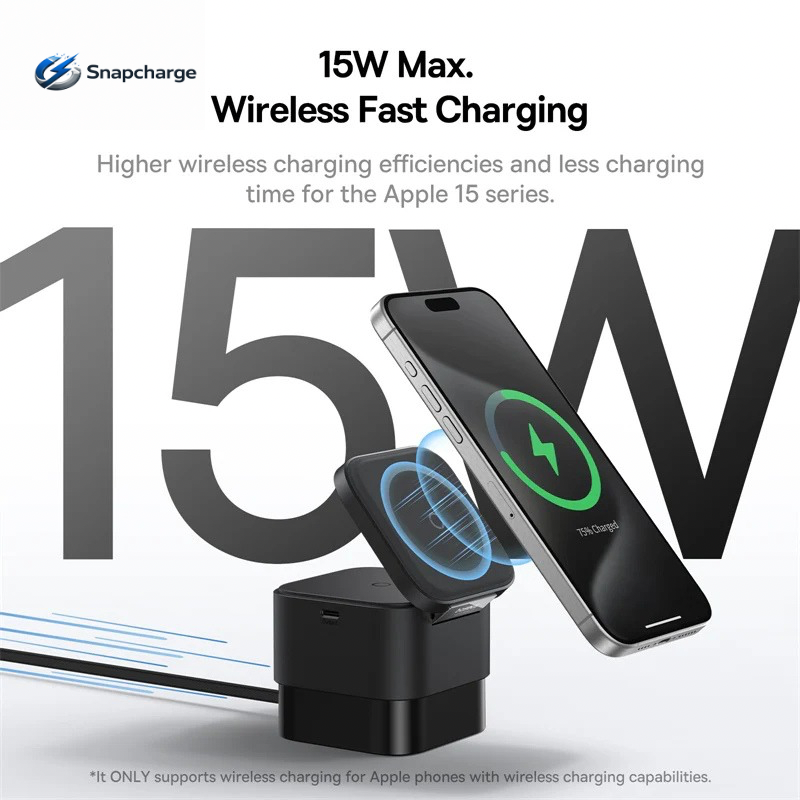 SNAPCHARGE MAGPRO 2-IN-1 MAGNETIC WIRELESS CHARGER 25W COSMIC BLACK